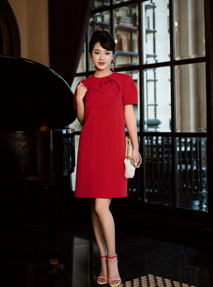 JESSICA RED SHIFT DRESS