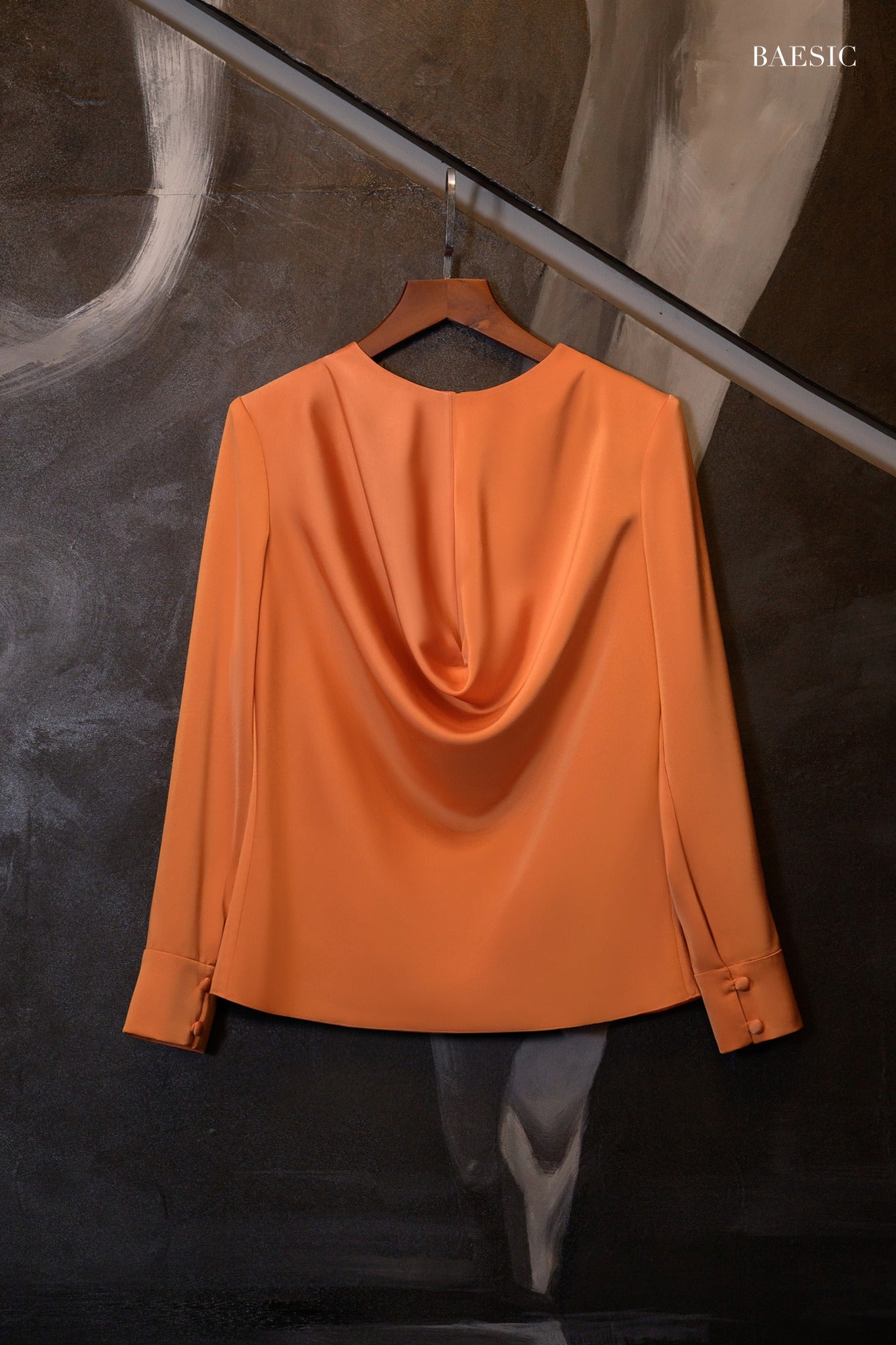 LAYA ORANGE SILK BLOUSE & BLUE HIGH WAIST TROUSERS