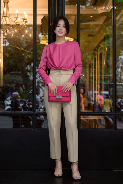 LAYA PINK SILK BLOUSE & HIGH WAIST TROUSERS