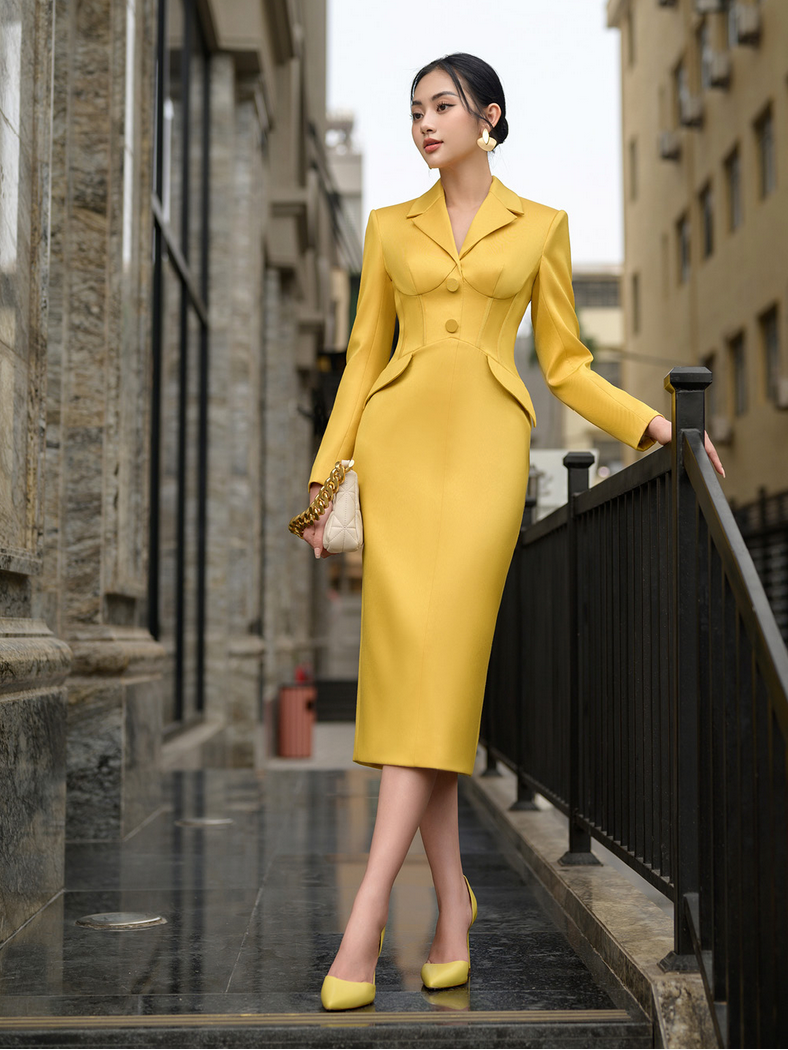 BORIS YELLOW CORSET INSPIRED DRESS