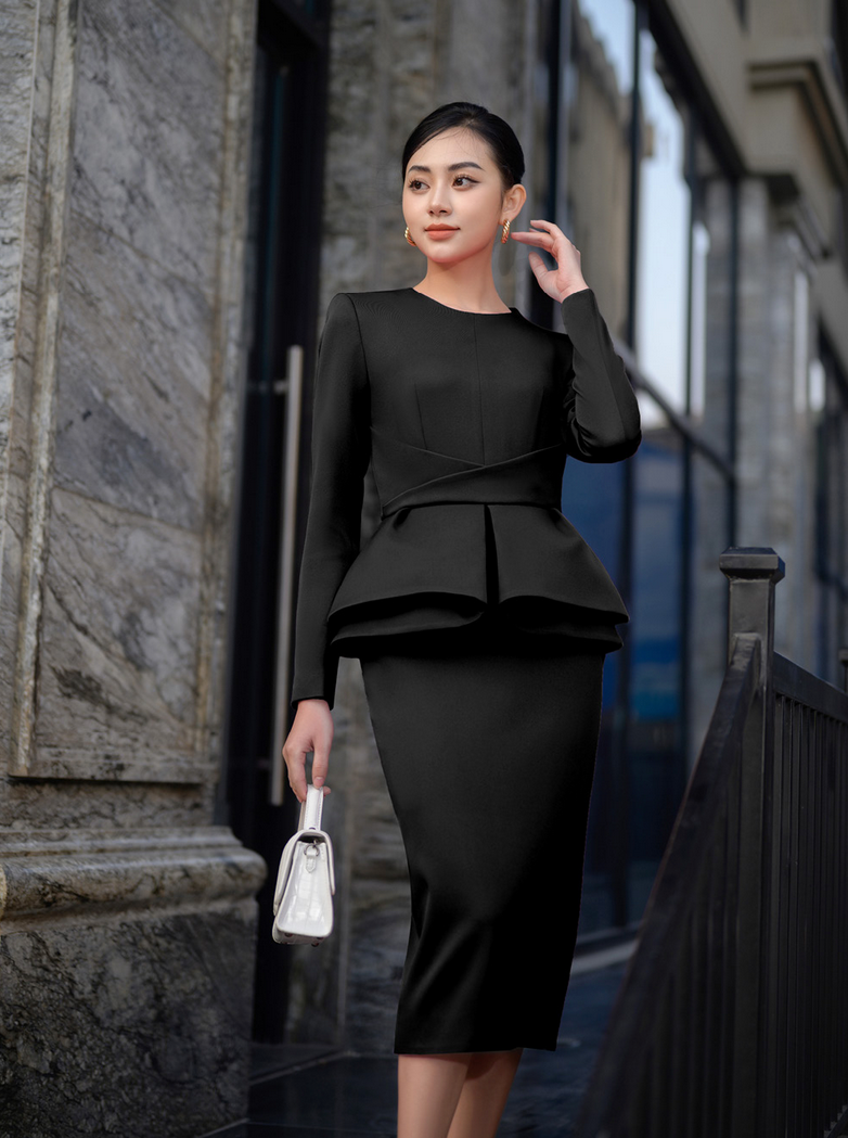 ALICIA BLACK ARCHITECTUAL INSPIRED DRESS