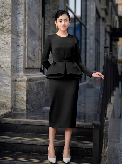 ALICIA BLACK ARCHITECTUAL INSPIRED DRESS