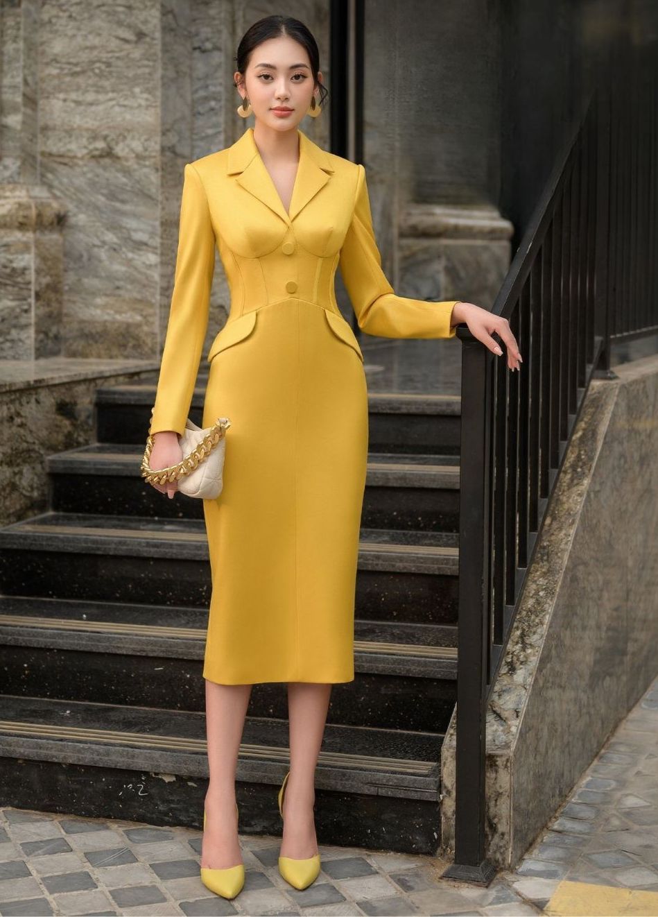 BORIS YELLOW CORSET INSPIRED DRESS