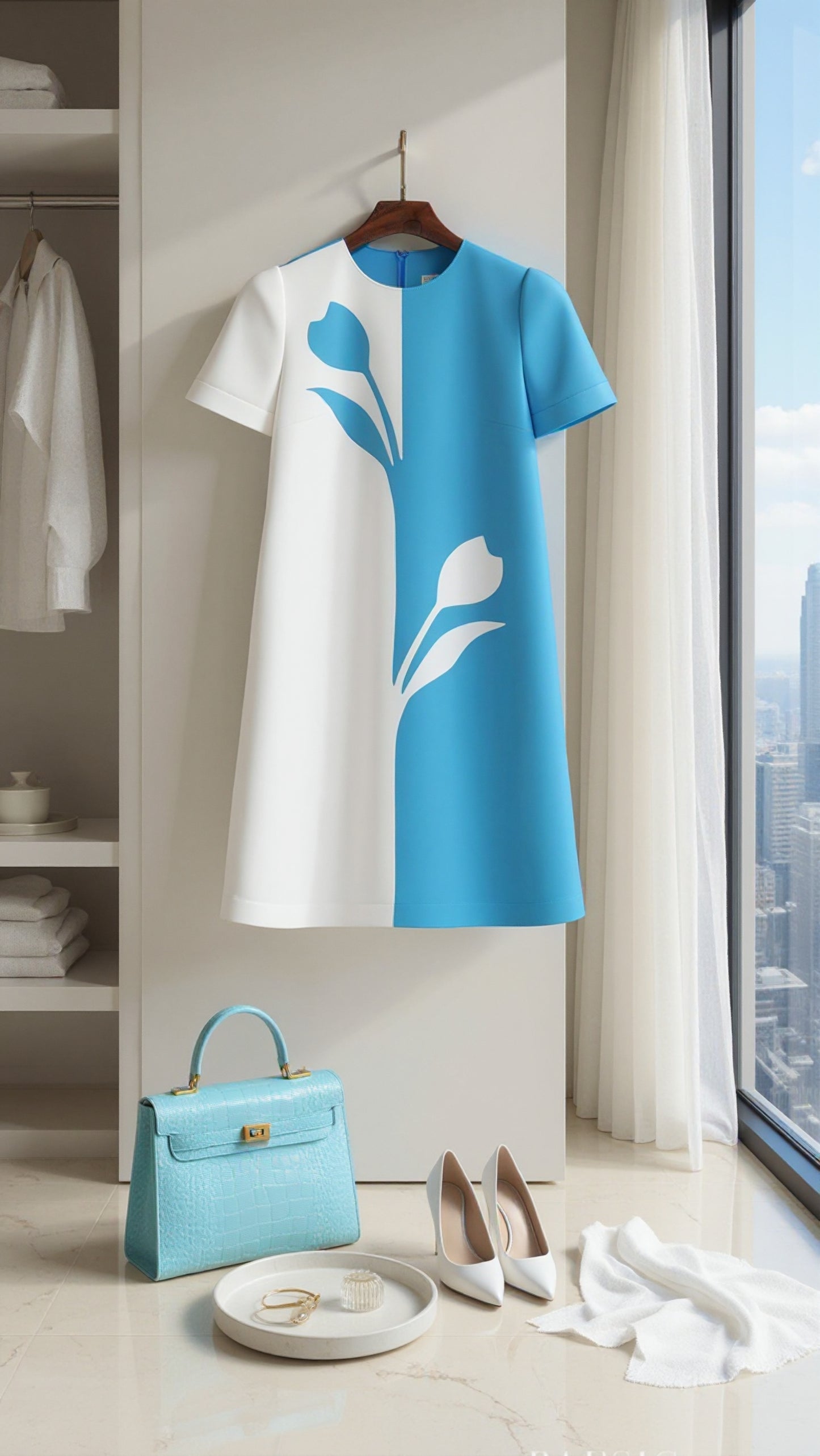 DIVA BLUE & WHITE SHIFT DRESS