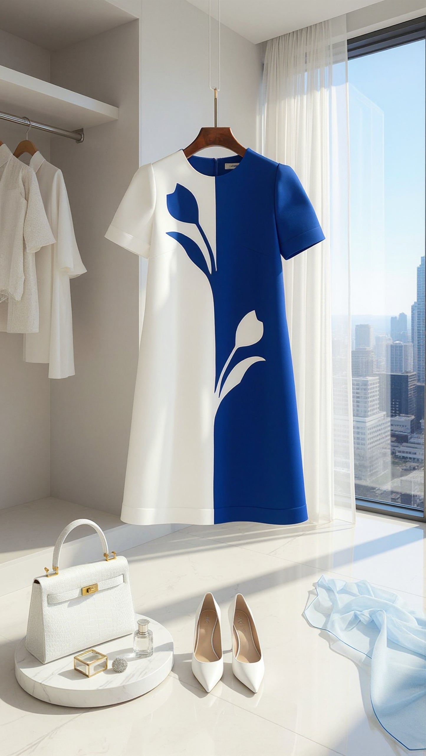DIVA COBALT BLUE & WHITE SHIFT DRESS