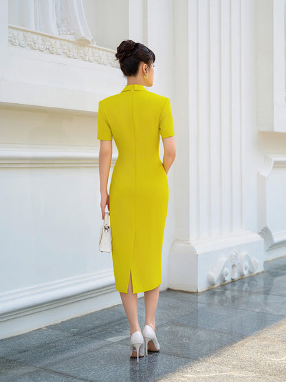 MANDY YELLOW LIME BODYCON DRESS