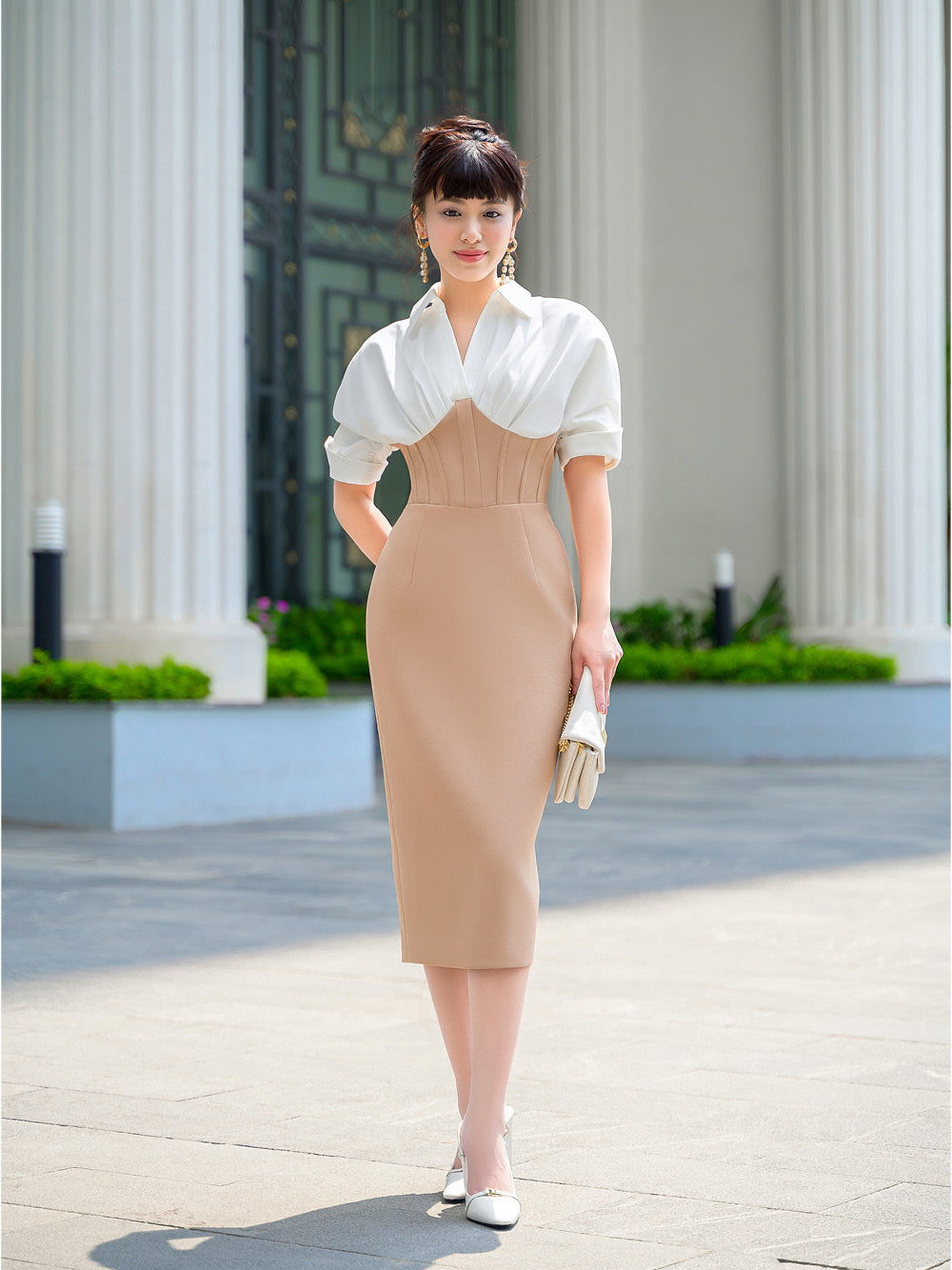 KARINA BEIGE BODYCON DRESS
