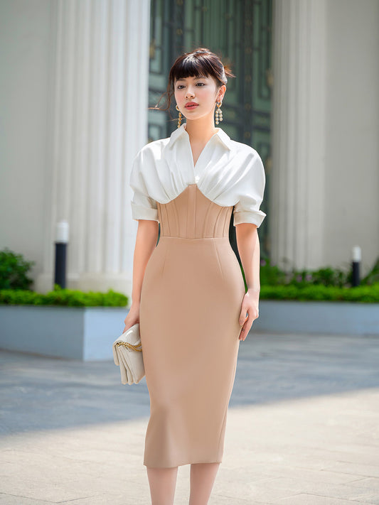 KARINA BEIGE BODYCON DRESS